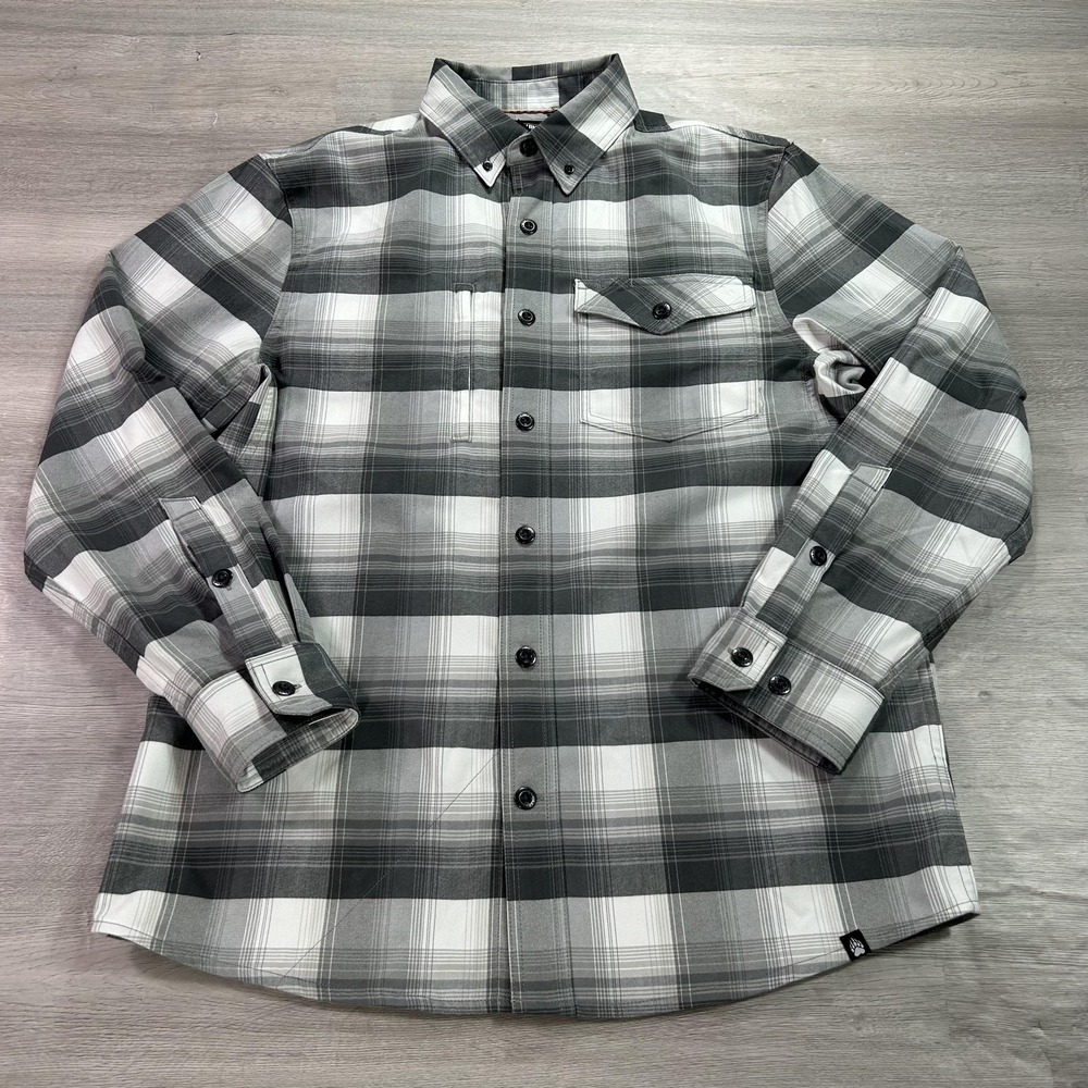 Alaskan Hardgear Shirt Mens Medium Gray Plaid Flannel Long Sleeve Button‎ Up